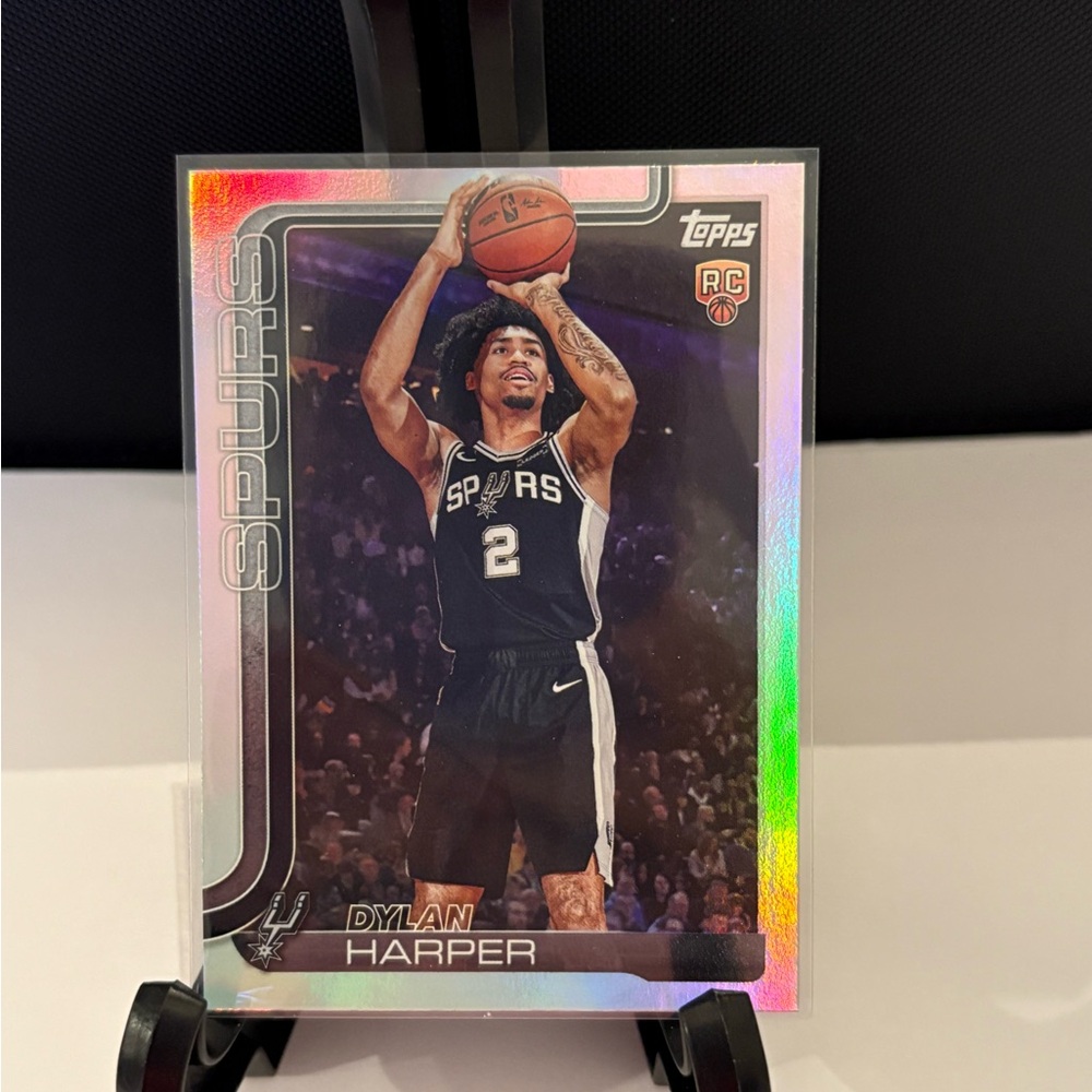 Dylan Harper Basketball Card Topps Rainbow Foil Rookie Card San Antonio Spurs